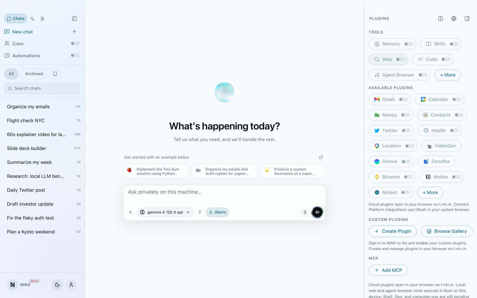 NINX Ask workspace
